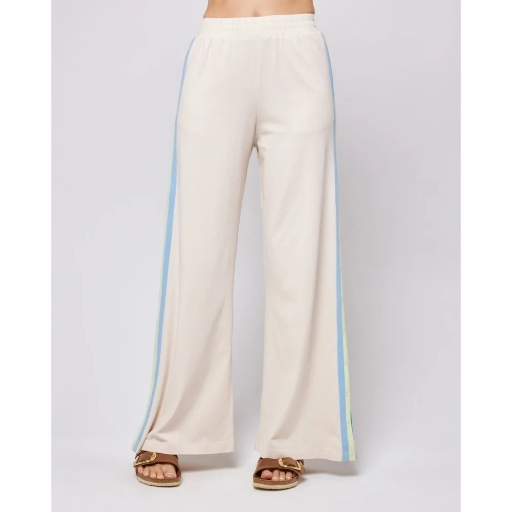 L*SPACE // soft jersey hi waist wide leg side stripe side snap activewear pants